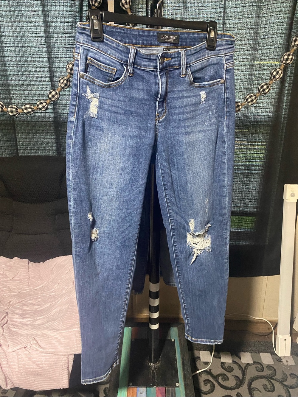 Judy Blue Medium Blue Distressed Boyfriend Jeans